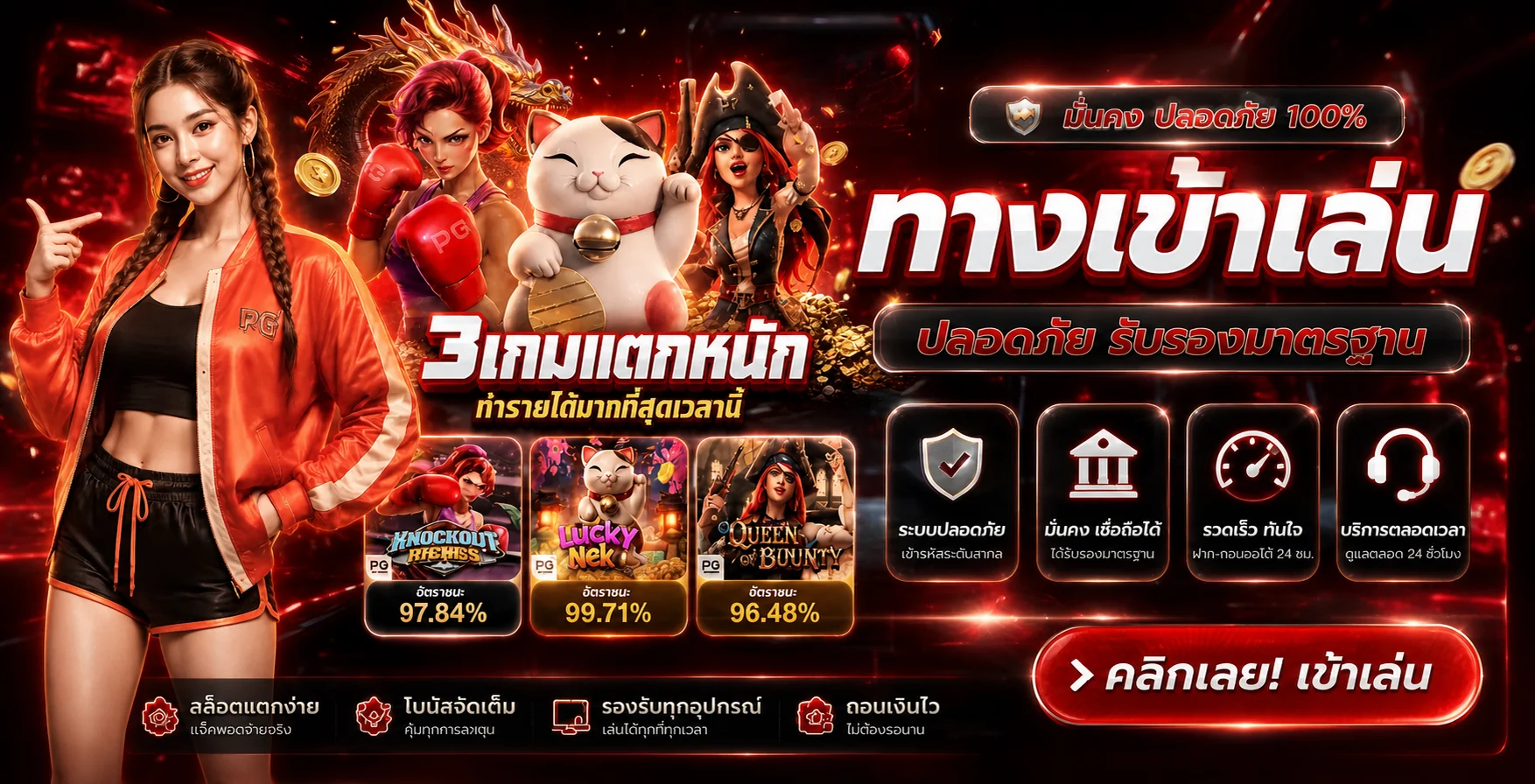 ทางเข้า MAMA678 พร้อมตัวละครเกม PG Soft